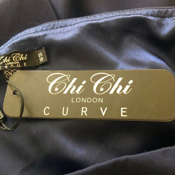 NEW Chi Chi London Navy Fishtail Bodycon Dress NWT Size 18 Mermaidcore - Picture 7 of 14